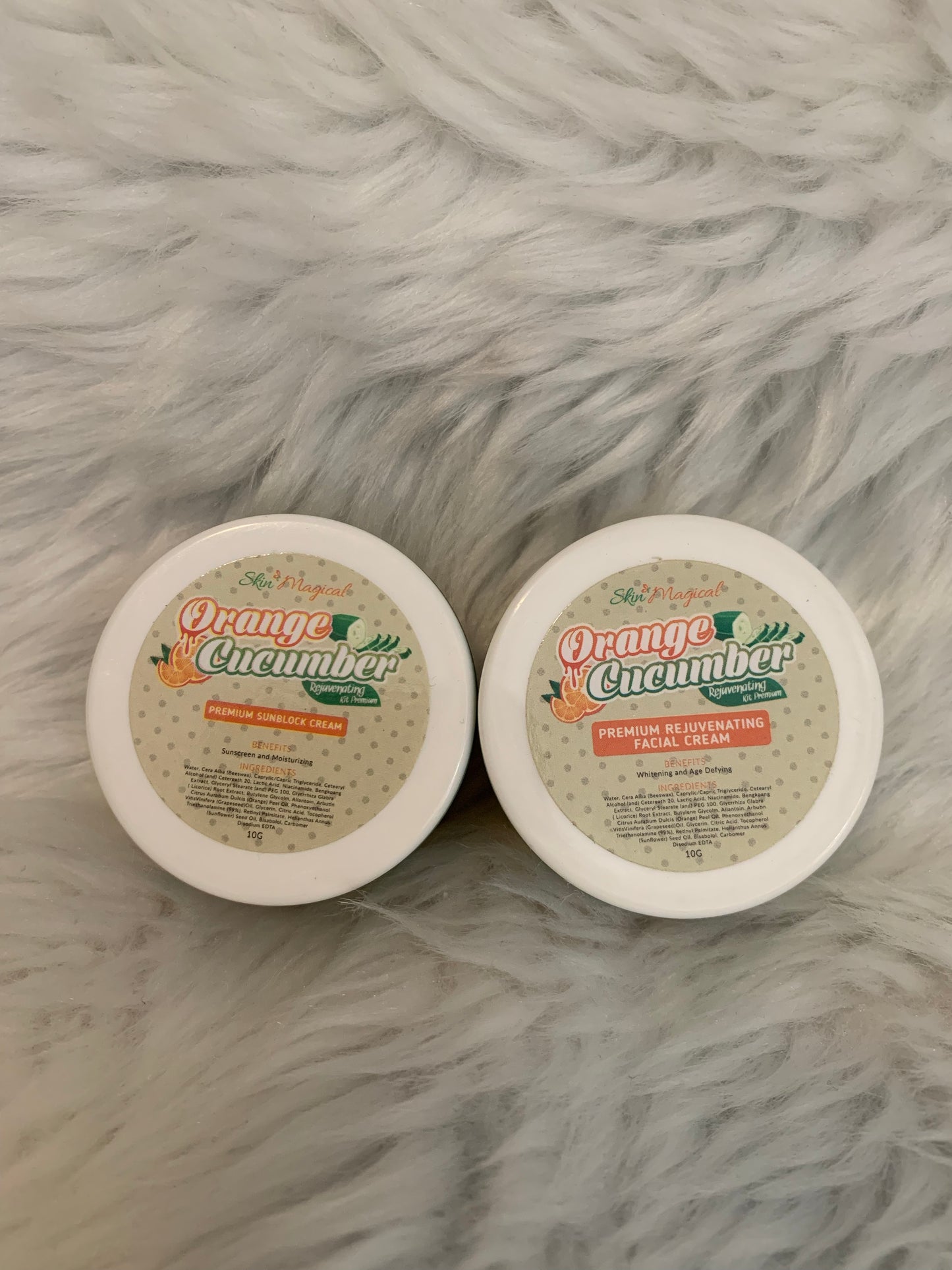 Skin Magical Orange Cucumber Rejuvenating and Sunblock cream 10g each