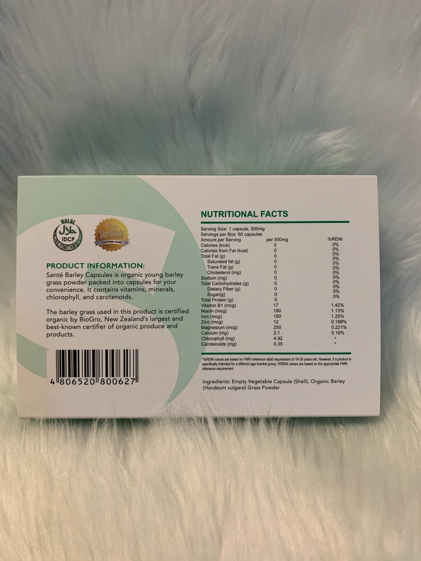 Sante Barley Pure Organic Barley Grass Capsule 60caps. Authorized Franchisee