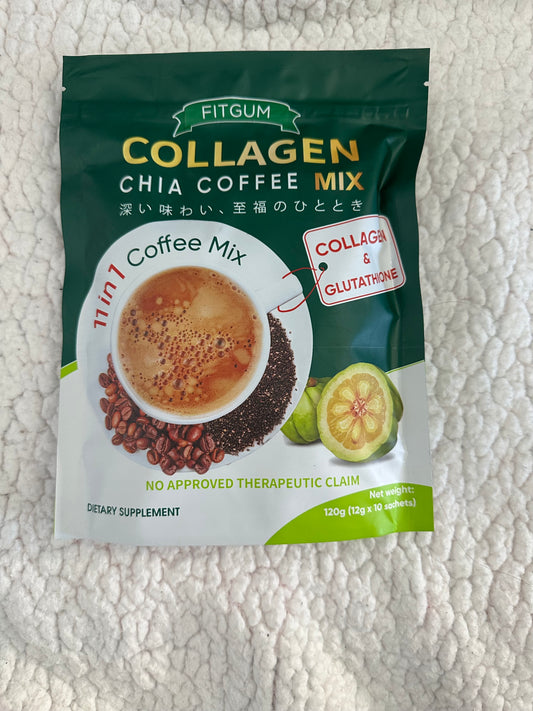 Fitgum Collagen Chia Coffee Mix 12g x 10 Sachets
