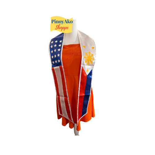 US-Philippine Flag Graduation Sash Stole W/ Phil Flag Refrigerator Magnet & Pin