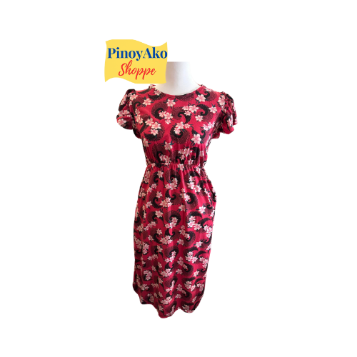 Beautiful Floral Dress V-Neck Small Filipino size